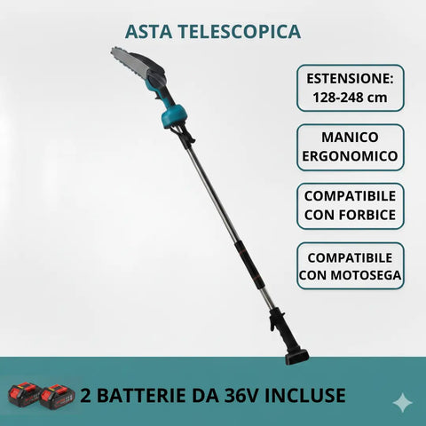 Forbice da Potatura a Batteria e Motosega a Batteria 6 Pollici con Oliatore incluso Asta telescopica