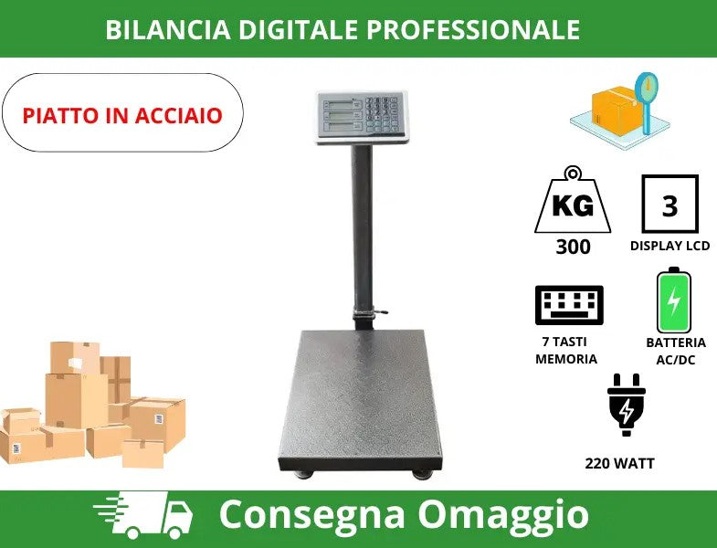 Bilancia Digitale Elettronica Professionale da 300 Kg con Display