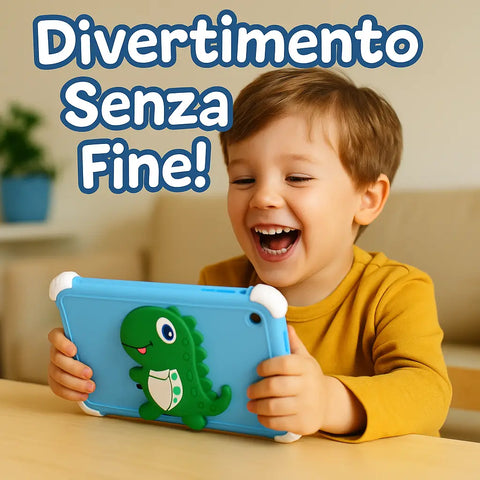Tablet per Bambini 7″ - Perfetto per Giochi e Navigazione Consapevole – WiFi 256GB Fotocamera 5MP + Custodia Antiurto