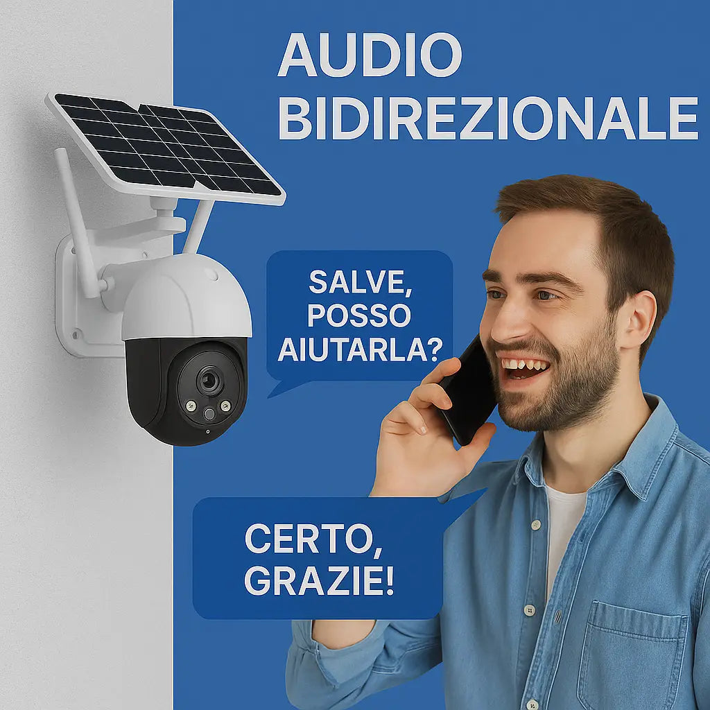 Telecamera Wifi Esterno Senza Fili con Pannello Solare Videosorveglianza con Visione Notturna a Colori Telecamera 2K