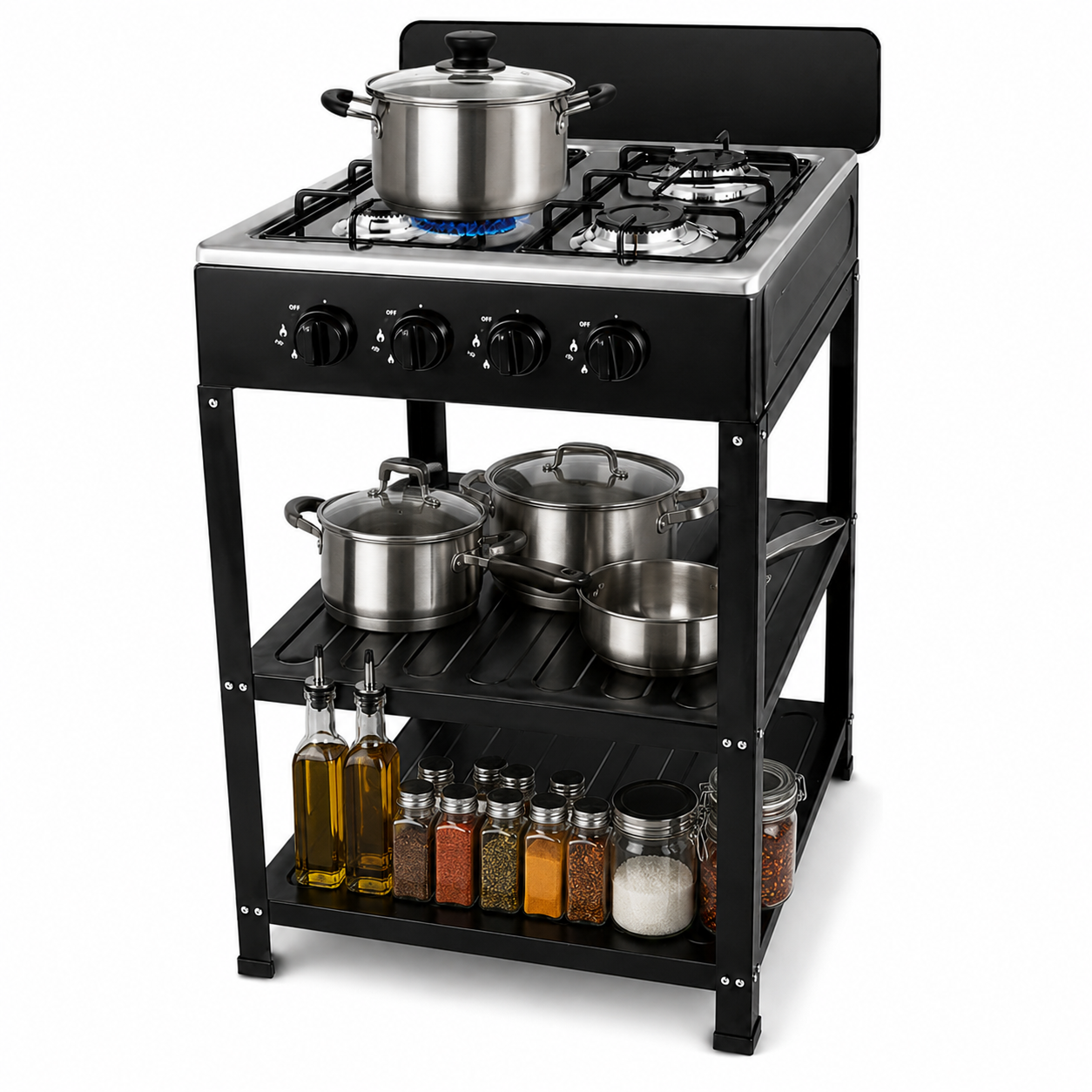 Fornello a Gas 4 Fuochi AMC da Esterno con Ripiani, Cucina Outdoor Professionale in Offerta