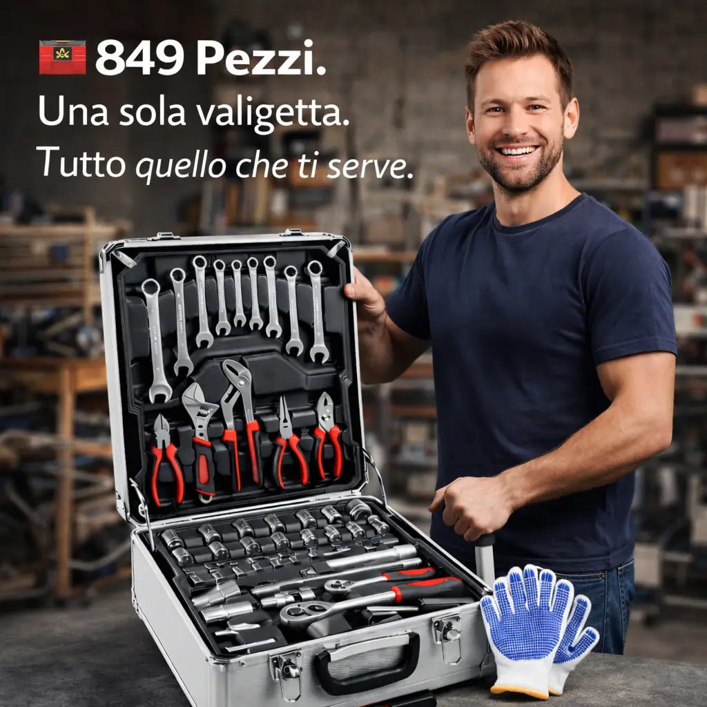 Cassetta Attrezzi Set Completo a Trolley 849 Pezzi Professionali in Acciaio.