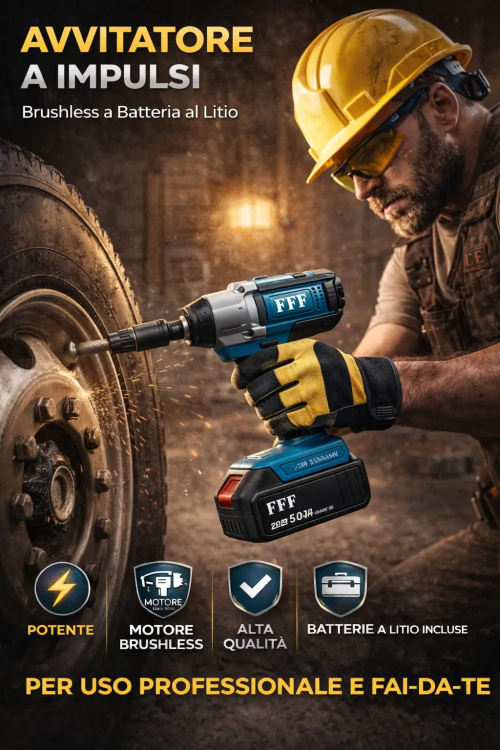 Kit Completo Professionale Fai da Te 4 in 1 con Trapano Avvitatore a Batteria Trapano a Percussione Trapano a Martello