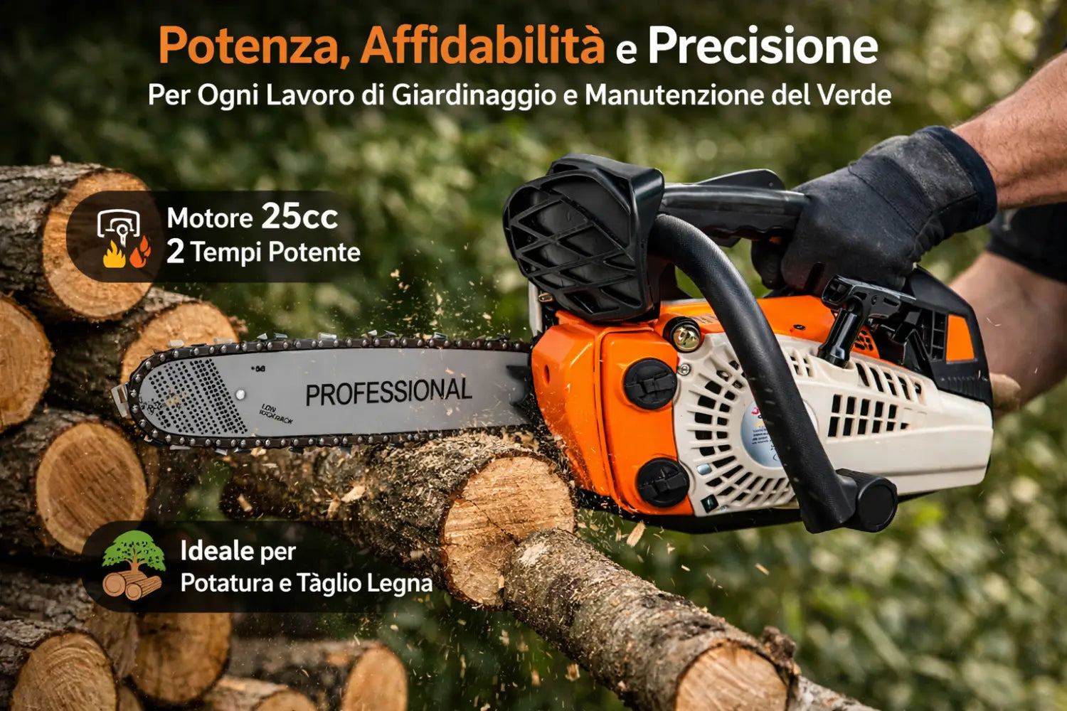 Motosega a Scoppio 25cc Professionale Potenza Controllo e Affidabilità.