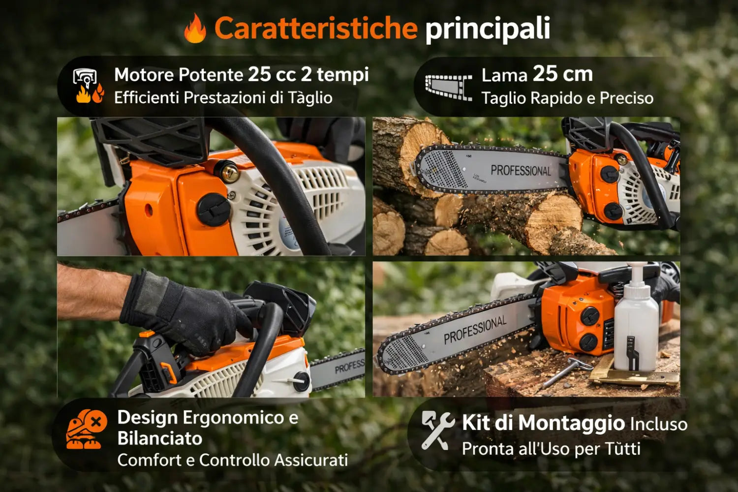 Motosega a Scoppio 25cc Professionale Potenza Controllo e Affidabilità.
