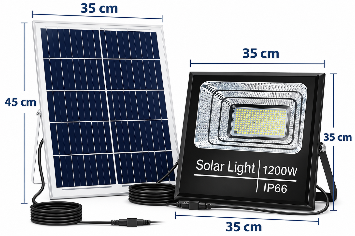 Faro Solare LED 1200W Ultra Potente con Pannello Solare, Telecomando e Sensore Crepuscolare IP67 da Esterno.