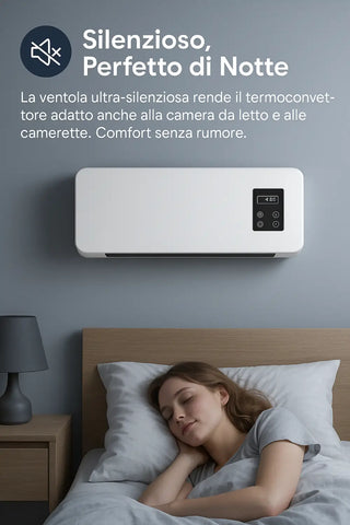 Termoconvettore Elettrico da Parete 1500W con Display LED e Telecomando – Aria Calda/Fredda Temperatura Regolabile
