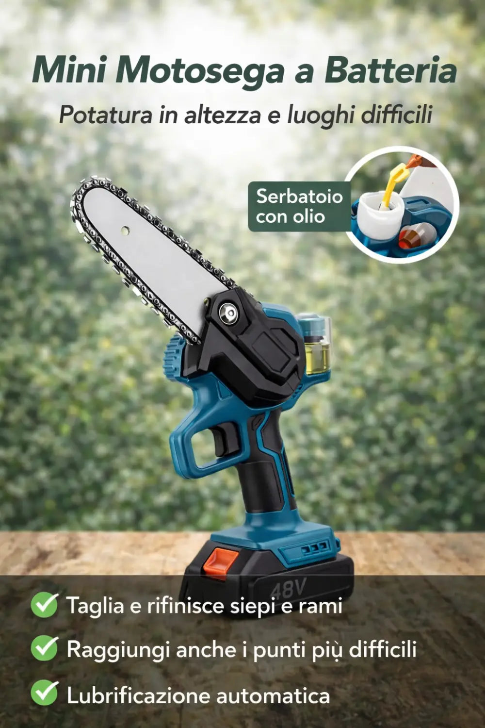Forbici da Potatura a Batteria + Mini Motosega Elettrica con 2 Batterie 48v.