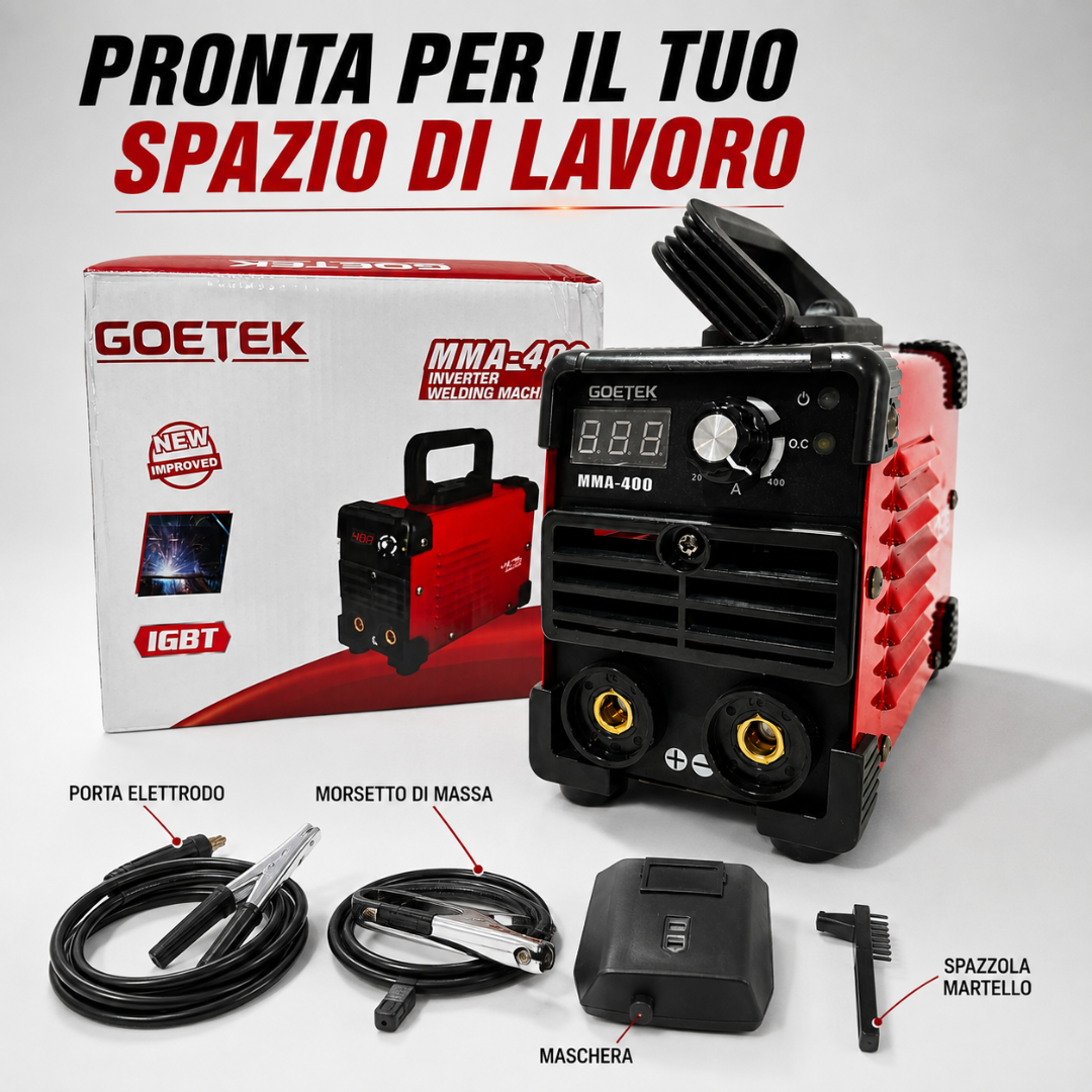 Saldatrice Inverter Mini MMA-400A Ultra Compatta | IGBT DC, VRD, Display LED, MMA e Lift TI