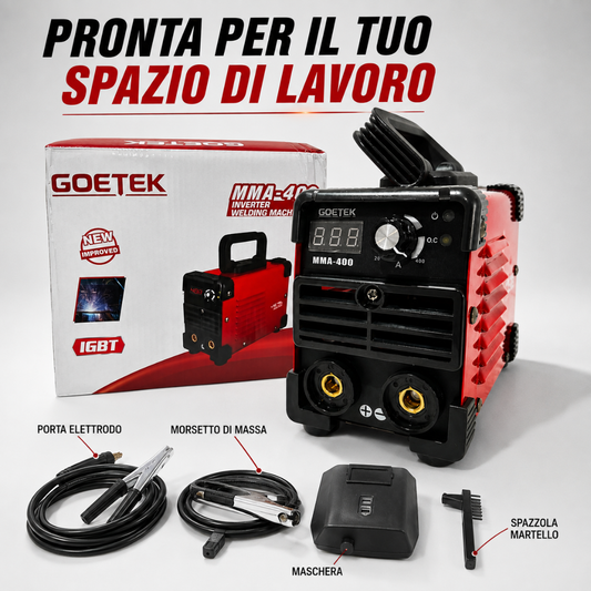 Saldatrice Inverter Mini MMA-400A Ultra Compatta | IGBT DC, VRD, Display LED, MMA e Lift TI