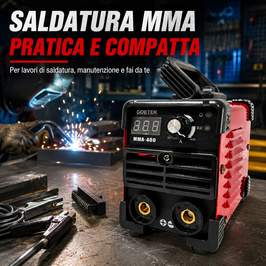 Saldatrice Inverter Mini MMA-400A Ultra Compatta | IGBT DC, VRD, Display LED, MMA e Lift TI