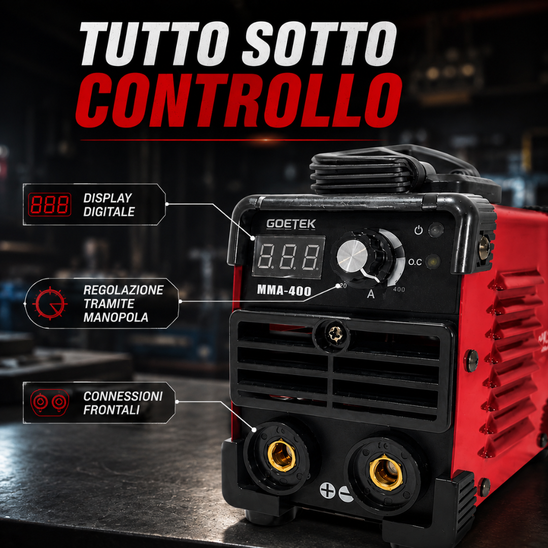 Saldatrice Inverter Mini MMA-400A Ultra Compatta | IGBT DC, VRD, Display LED, MMA e Lift TI