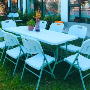 Tavolo Pieghevole Rettangolare 180x75x74 cm in HDPE Tavolo Valigetta Salvaspazio da Giardino Campeggio Picnic Fiera