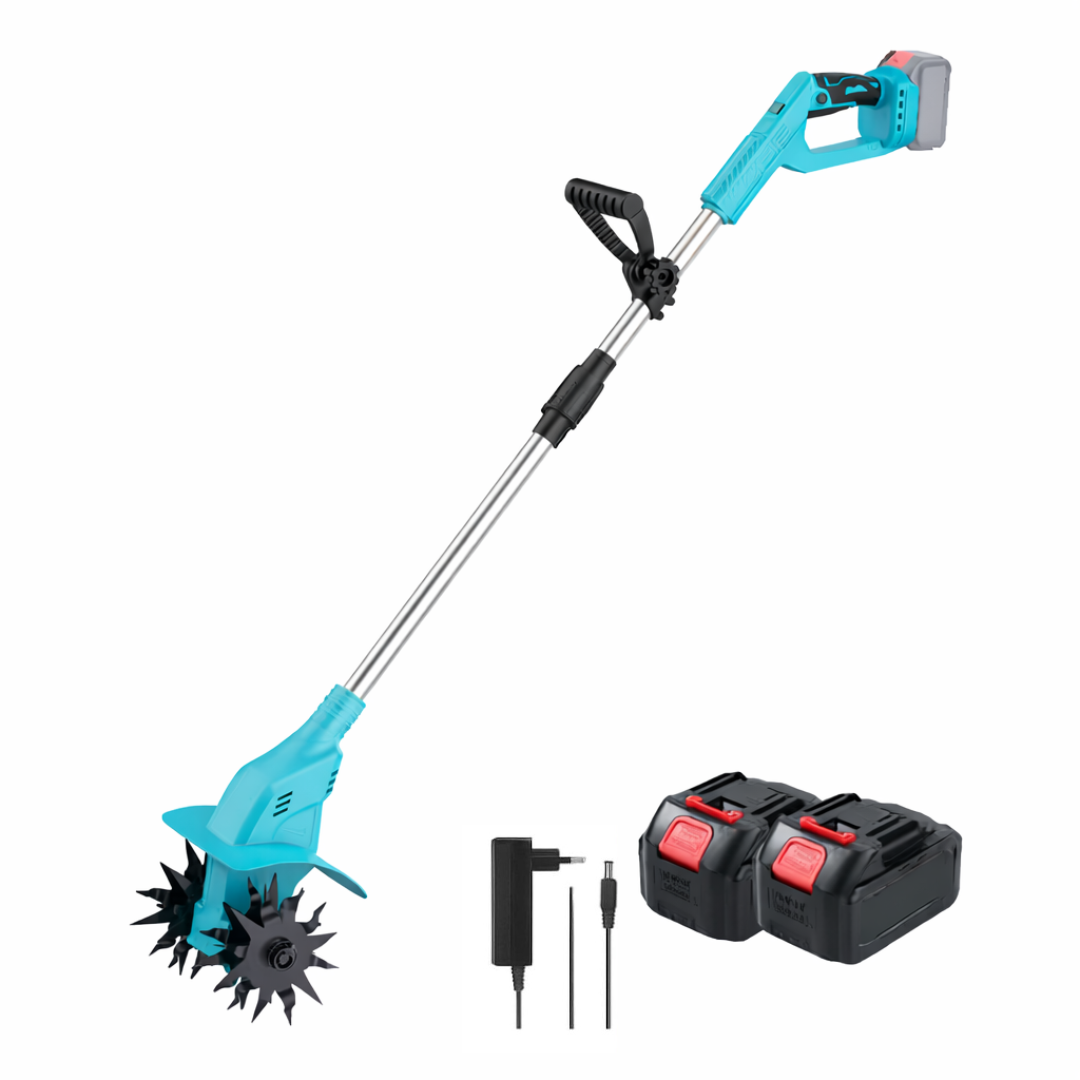 Motozappa Elettrica 48V Senza Fili  Potente, Leggera e Facile da Usare, 2 Batterie Incluse.
