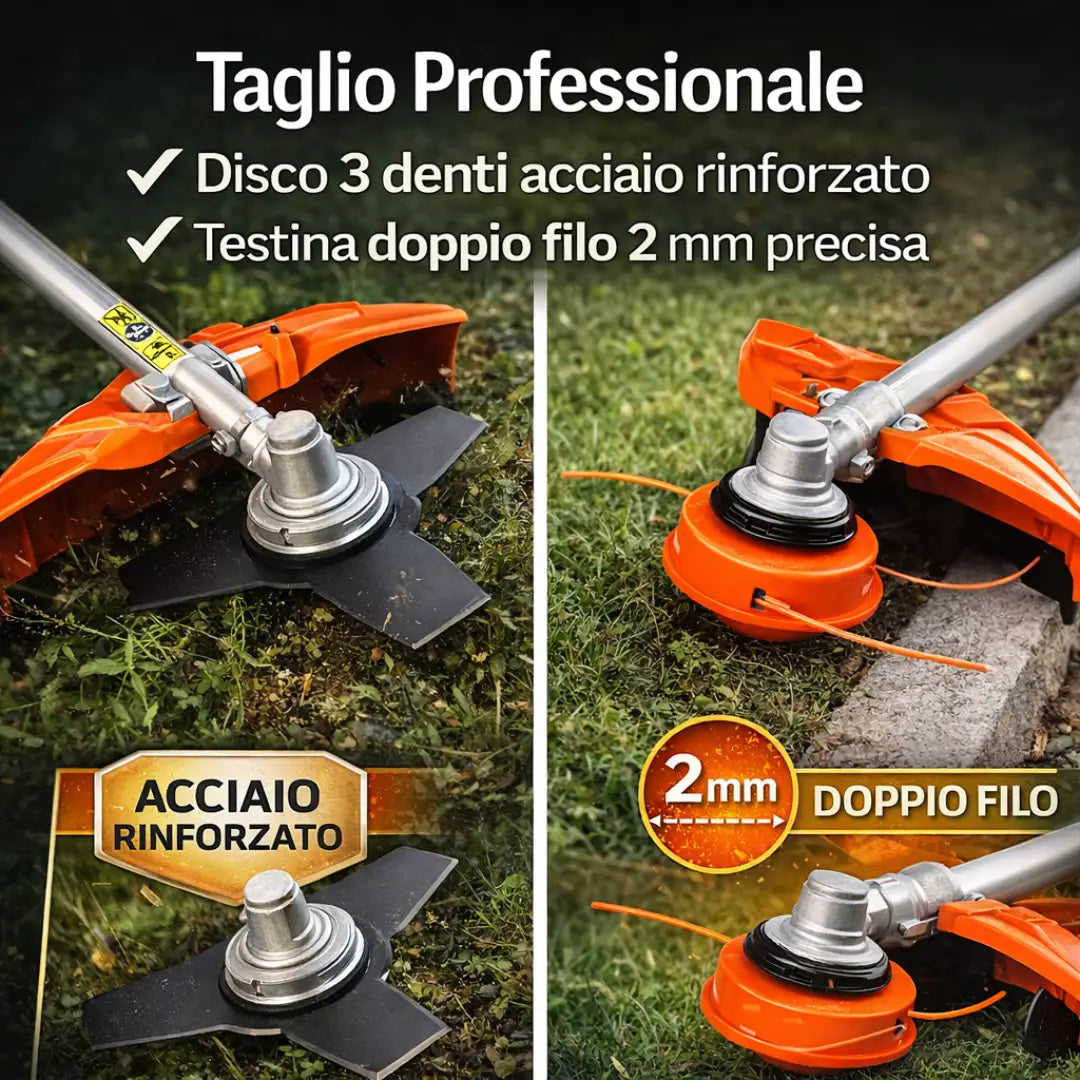 Decespugliatore a Scoppio 52cc - Tagliasiepi Professionale 2 in 1 per La Cura del Tuo Giardino