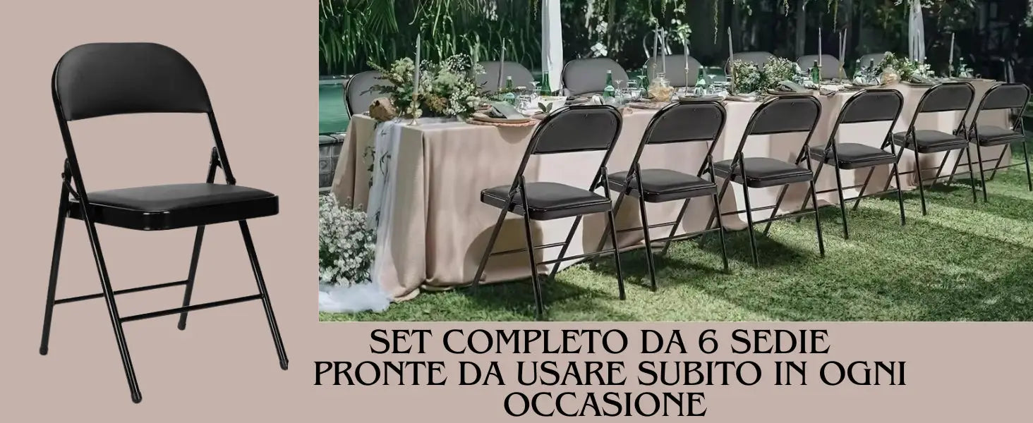Sedie Pieghevoli da Esterno Set da 6 Sedie con Struttura in Metallo Robusto