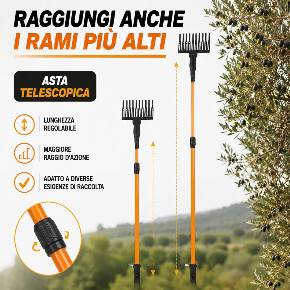 Abbacchiatore per Olive a Batteria Scuotitore Elettrico Telescopico con Batteria 12V 400W - Abbacchiatore Olive