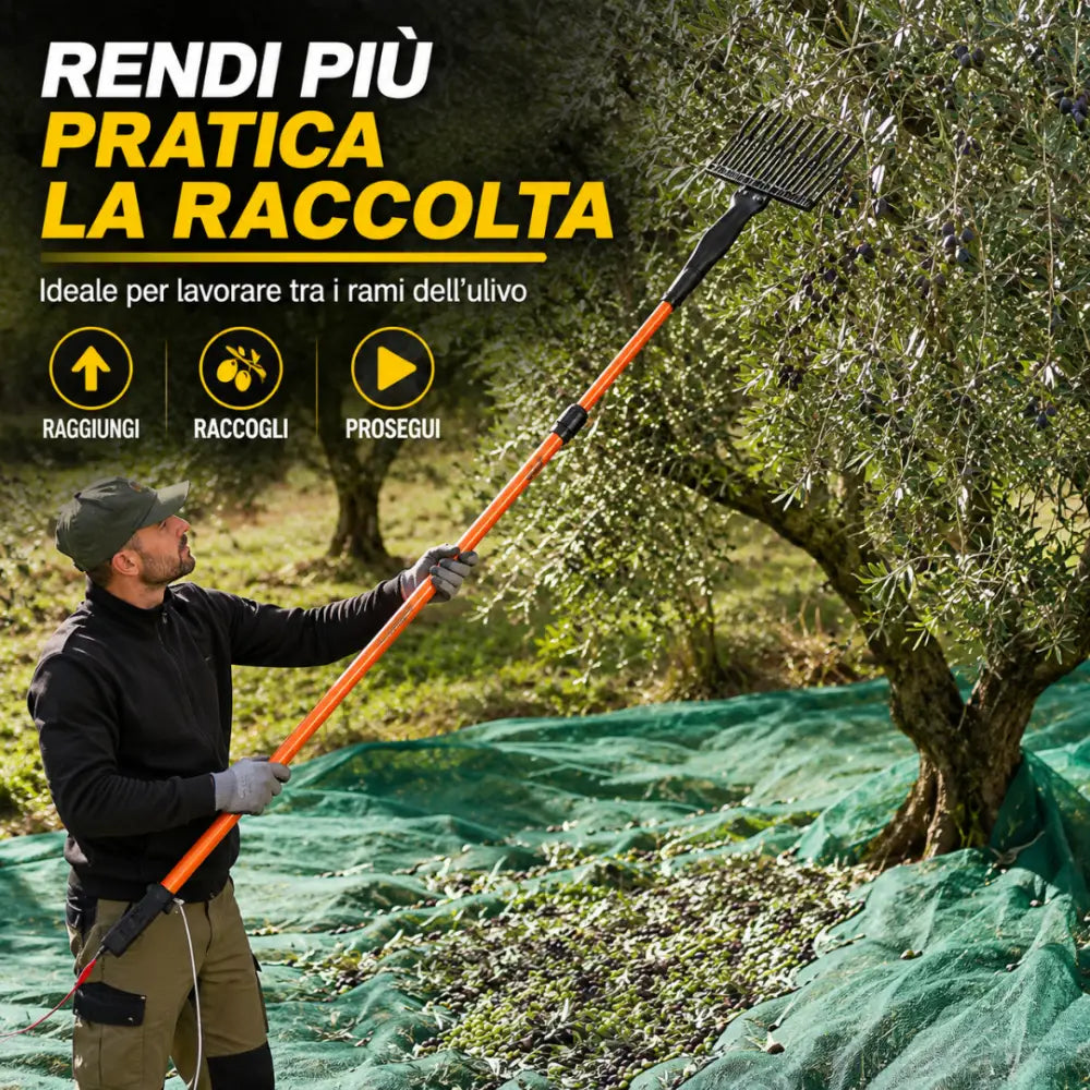 Abbacchiatore per Olive a Batteria Scuotitore Elettrico Telescopico con Batteria 12V 400W - Abbacchiatore Olive
