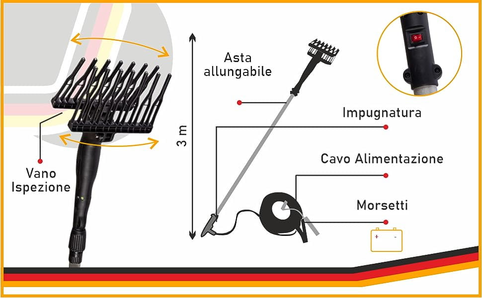 Abbacchiatore per Olive a Batteria Scuotitore Elettrico Telescopico con Batteria 12V 400W