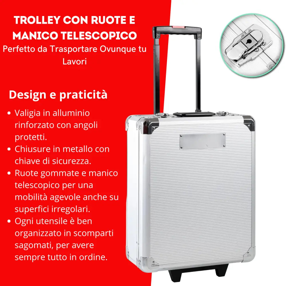 Cassetta Attrezzi Set Completo a Trolley 849 Pezzi Professionali in Acciaio. - Cassetta Attrezzi