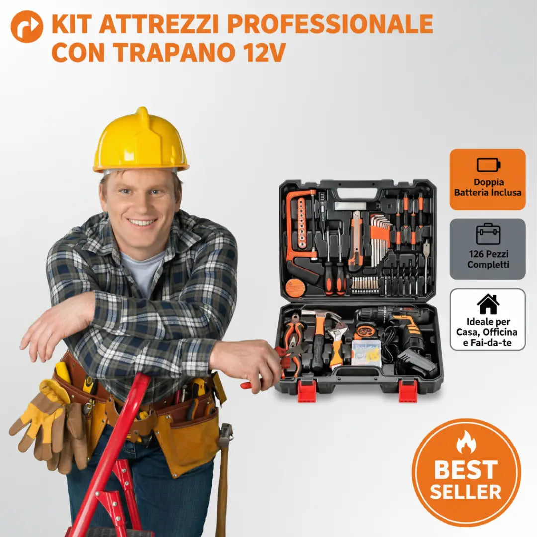 Cassetta Attrezzi Completa Attrezzi da Lavoro con Trapano Avviatore