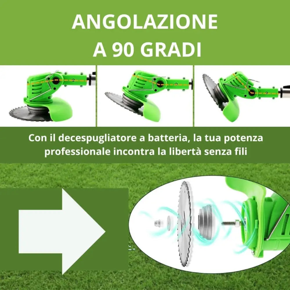 Decespugliatore a Batteria Tagliabordi Elettrico 24V con 2 Batterie e Lame Metalliche - simple