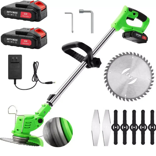 Decespugliatore a Batteria Tagliabordi Elettrico 24V con 2 Batterie e Lame Metalliche - Decespugliatore a Batteria