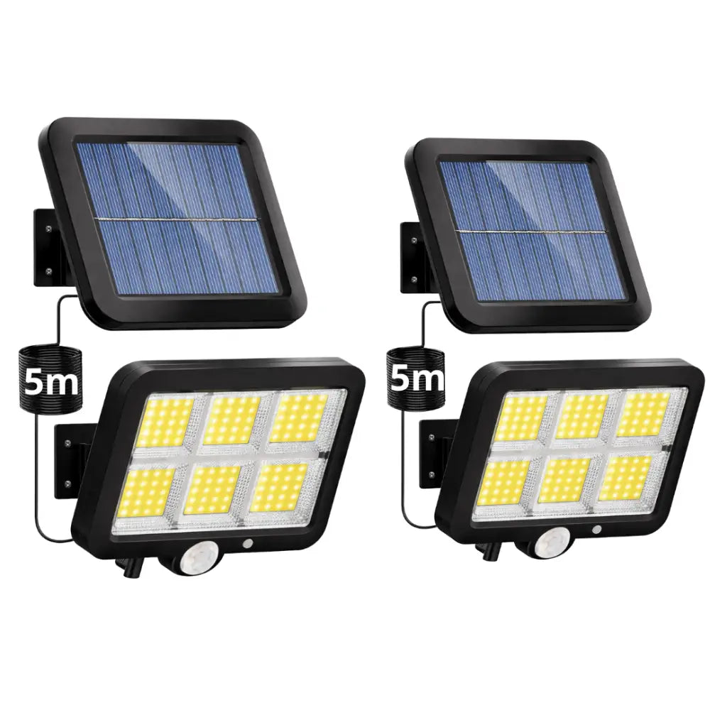 Faretti Solari LED Esterno 2 Pezzi | 100 LED con Sensore di movimento. - Faretti Solari LED