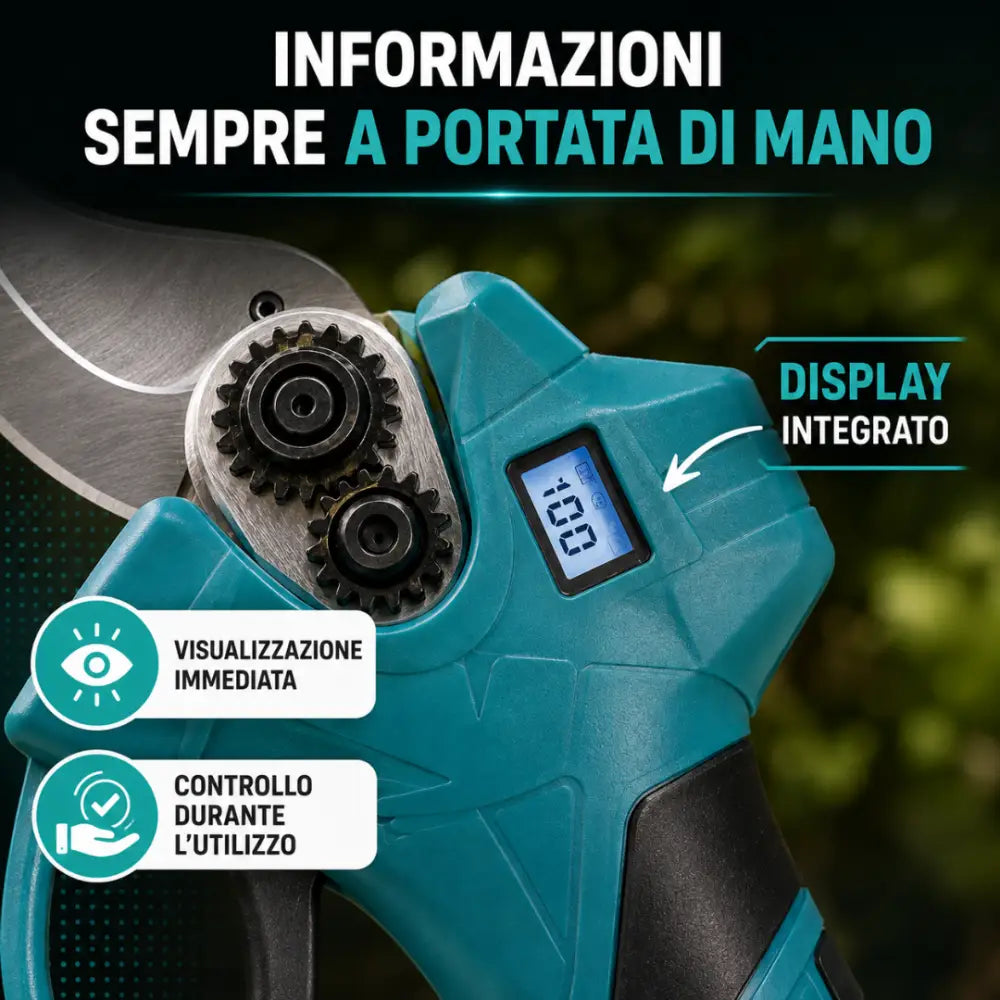 Forbici da Potatura a Batteria 48V con Display Digitale e 2 Batterie Trincia Rami. - Forbice per potatura