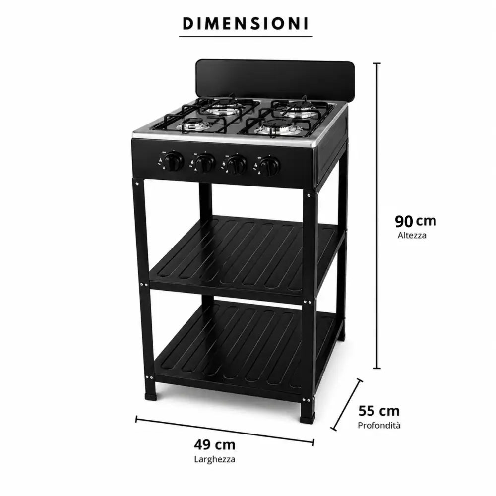 Fornello a Gas 4 Fuochi AMC da Esterno con Ripiani Cucina Outdoor Professionale in Offerta