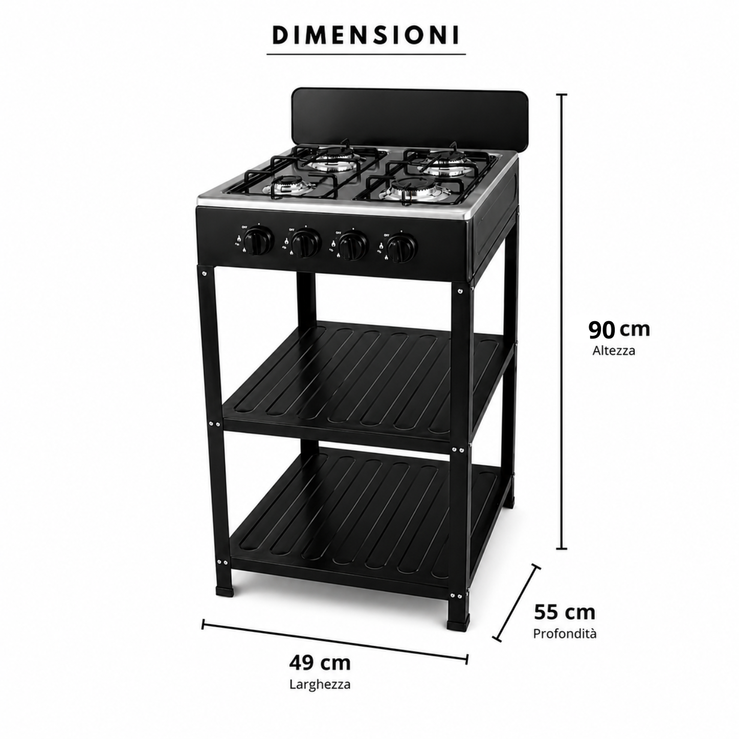 Fornello a Gas 4 Fuochi AMC da Esterno con Ripiani, Cucina Outdoor Professionale in Offerta