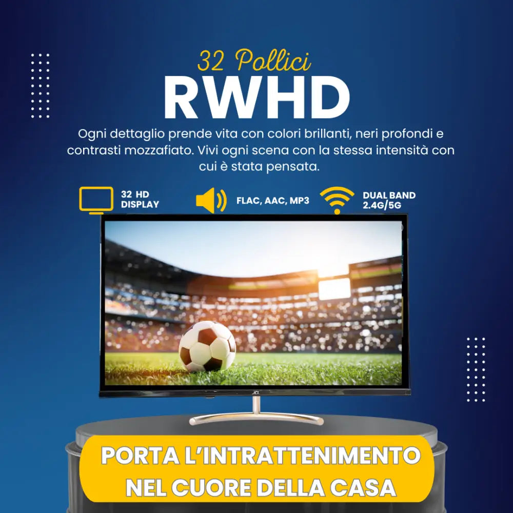 JCL Smart TV 32 Pollici HD Ready (720p) Sistema webOS TV 8.1 WiFi/Ethernet Netflix & YouTube Triplo HDMI