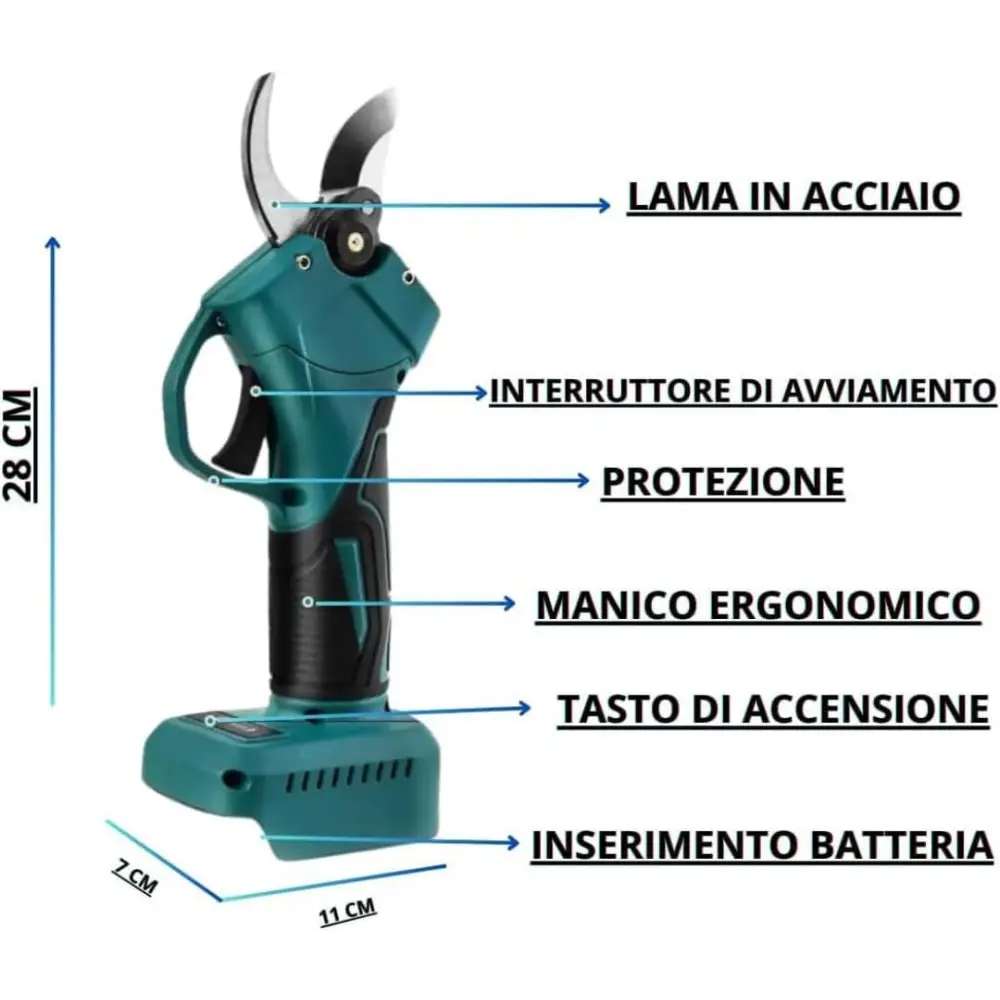Kit Potatura 3 in 1 a Batteria 48V con 2 Batterie Forbice Elettrica + Mini Motosega 6 con Oliatore + Decespugliatore