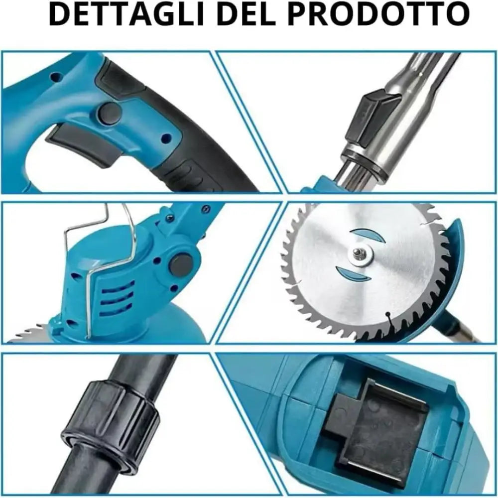 Kit Potatura 3 in 1 a Batteria 48V con 2 Batterie Forbice Elettrica + Mini Motosega 6 con Oliatore + Decespugliatore