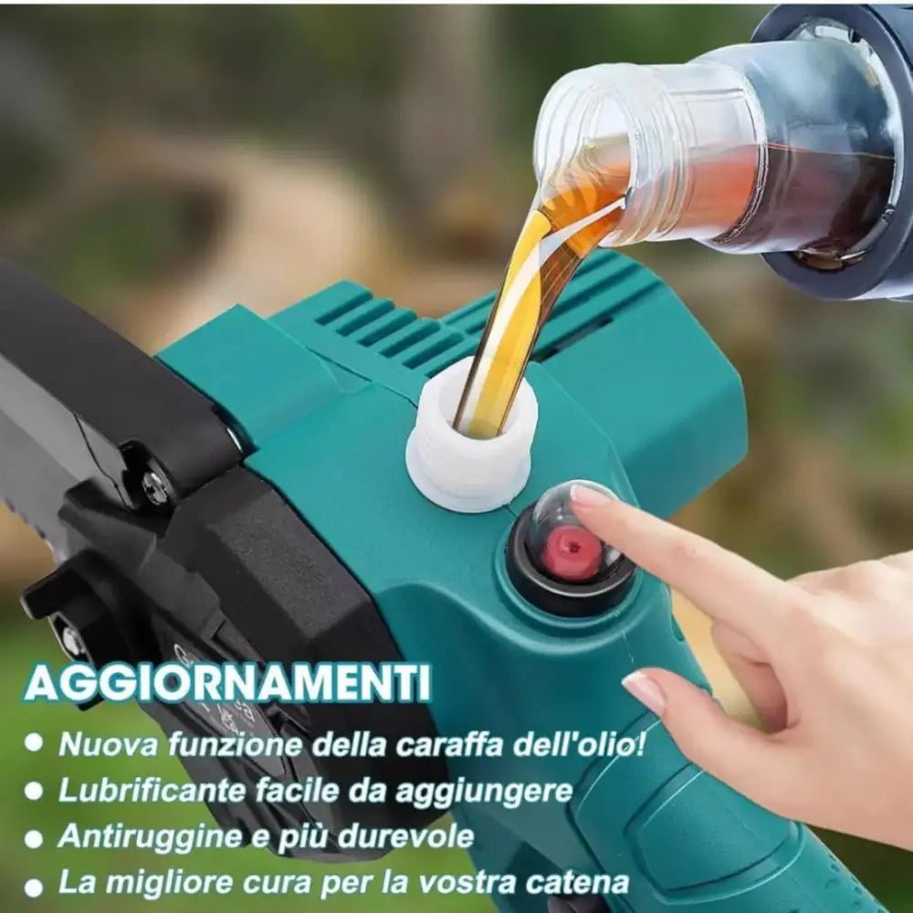 Kit Potatura 3 in 1 a Batteria 48V con 2 Batterie Forbice Elettrica + Mini Motosega 6 con Oliatore + Decespugliatore