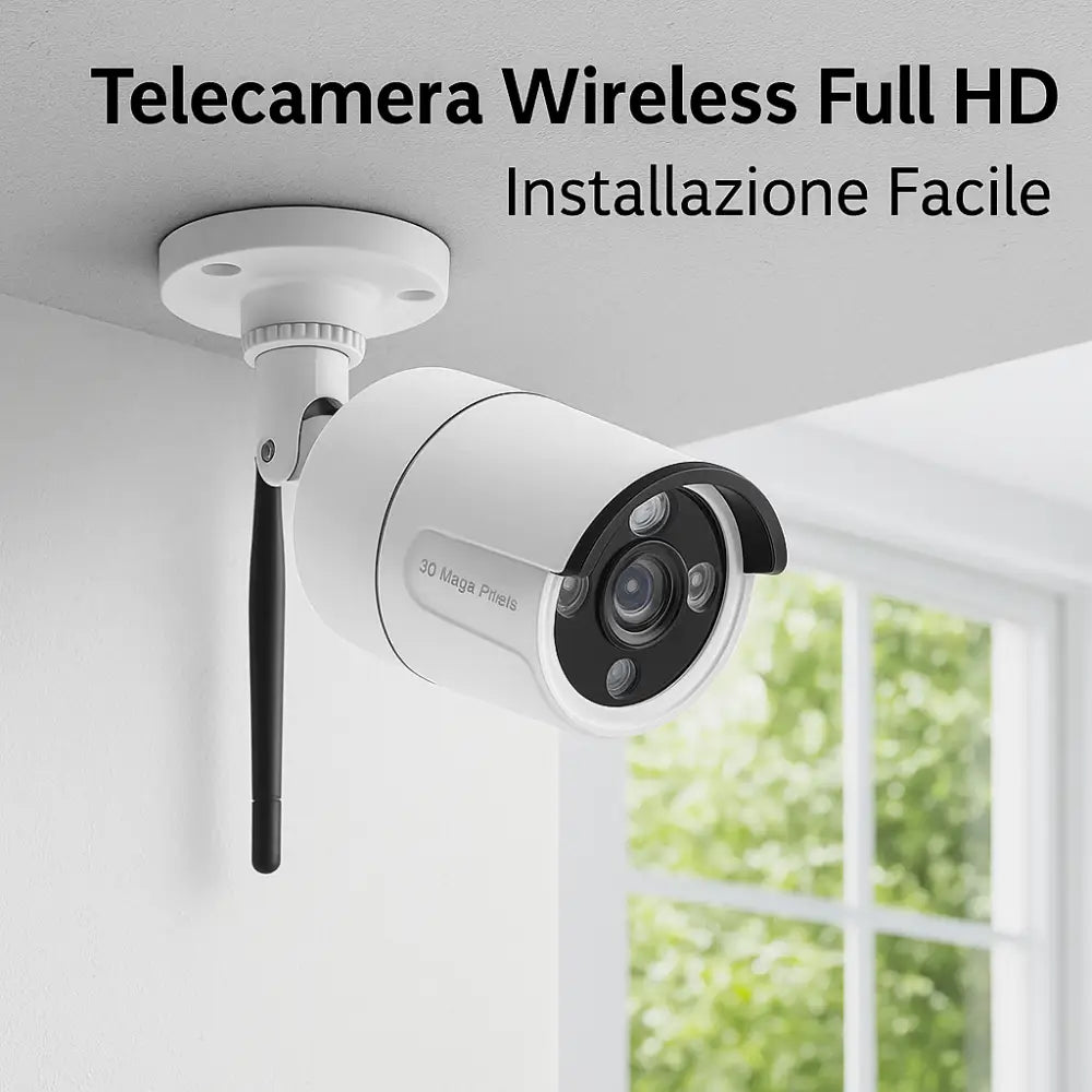 Kit Videosorveglianza Wireless HD 4 Telecamere WiFi Sistema IP Remoto con NVR Supporto 5G e Connessione LAN Sistema