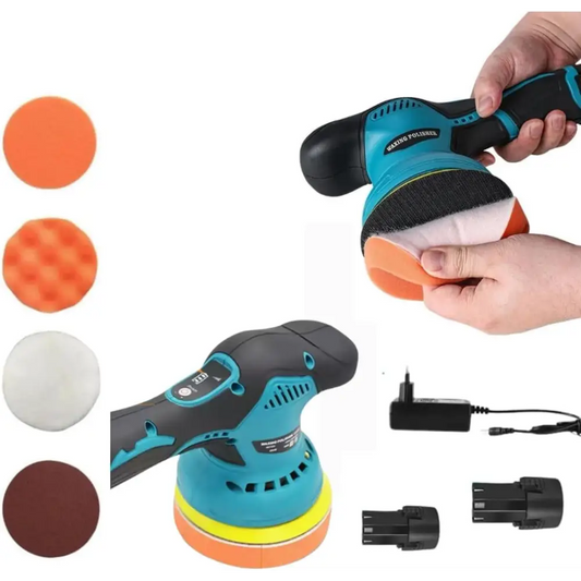 Lucidatrice Auto Orbitale Kit Professionale con 2 Batterie Spugna da 125 mm 8 Velocità Regolabili - Sega Circolare