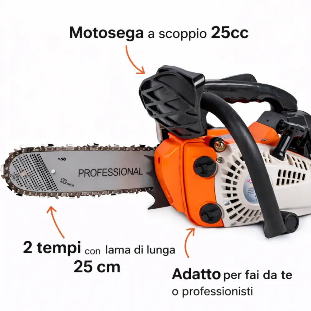 Motosega a Scoppio 25cc Professionale Potenza Controllo e Affidabilità. - Motosega a Scoppio 25cc