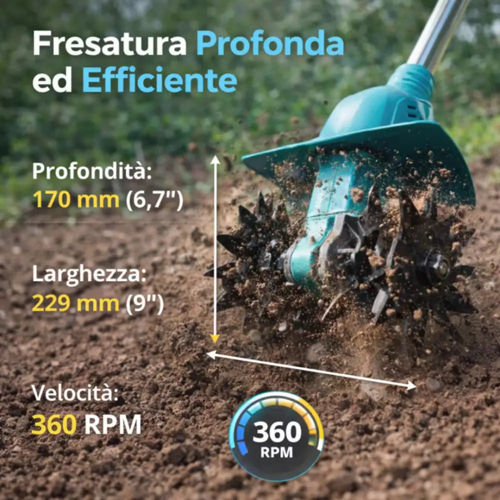 Motozappa Elettrica 48V Senza Fili Potente Leggera e Facile da Usare 2 Batterie Incluse. - Motozappa Elettrica