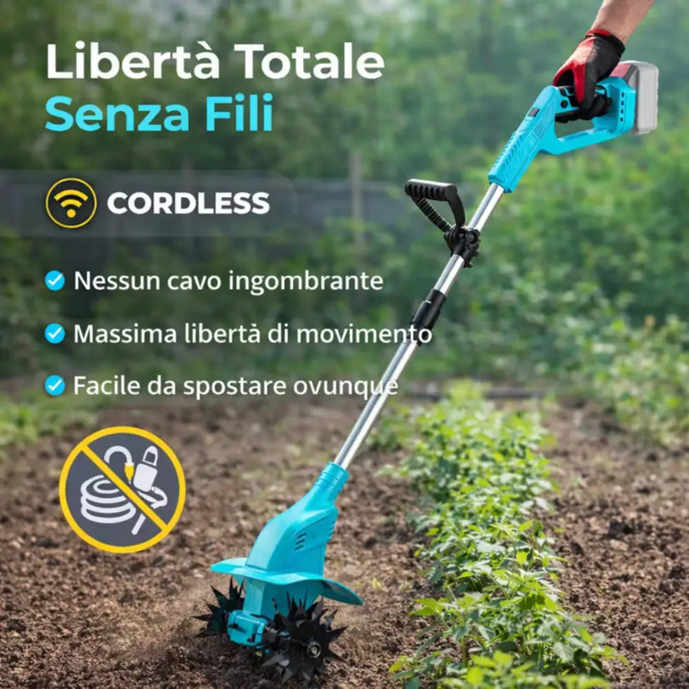 Motozappa Elettrica 48V Senza Fili Potente Leggera e Facile da Usare 2 Batterie Incluse. - Motozappa Elettrica