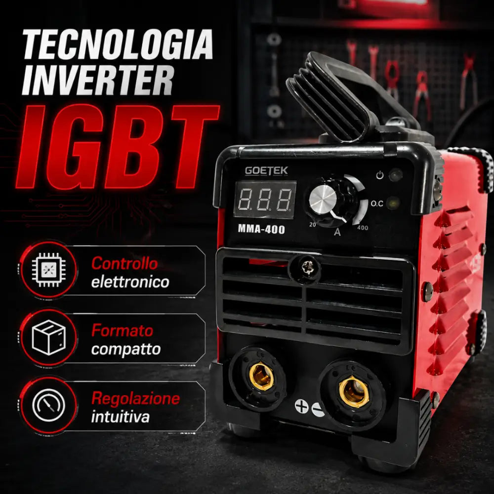Saldatrice Inverter Mini MMA-400A Ultra Compatta | IGBT DC VRD Display LED MMA e Lift - Saldatrice