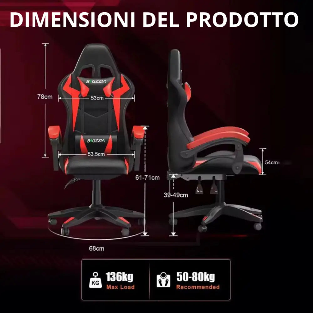 Sedia da Gaming RGB con Luci LED Poltrona Ufficio Ergonomica Girevole con Rotelle Poggiatesta e Cuscino Lombare