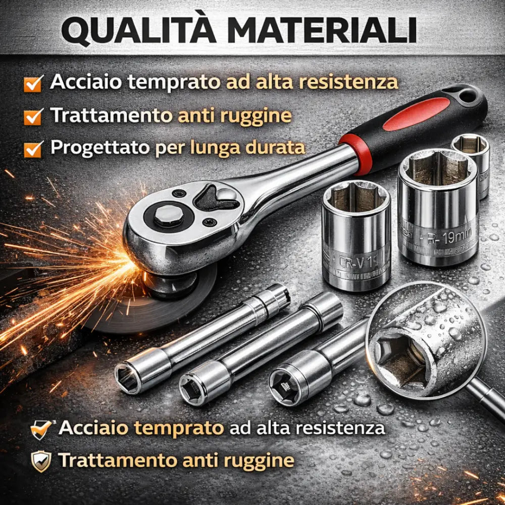 Set Chiavi a Bussola con Cricchetto Professionale 108 Pezzi 1/4” + 1/2” con Valigetta Portatile. - set chiavi a bussola