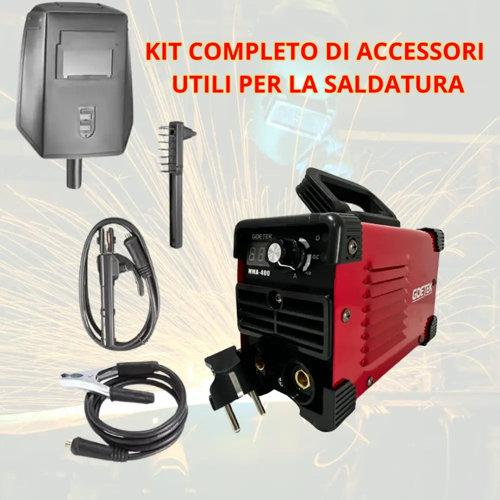 Set Saldatrice Inverter 400A MMA IGBT + Mini Avvitatore + Mini Smerigliatrice con 2 Batterie 48V e Caricatore Kit