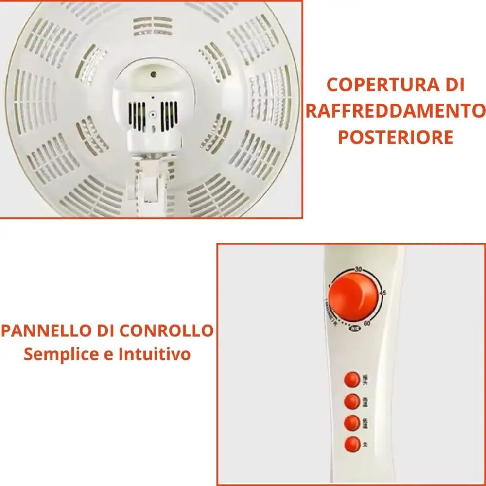 Stufa Piantana A Carbonio Con Ventilatore, Oscillante 90°, 500W/1000W, Timer 60 Min, Antiribaltamento - Riscaldamento Rapido Per Casa E Ufficio