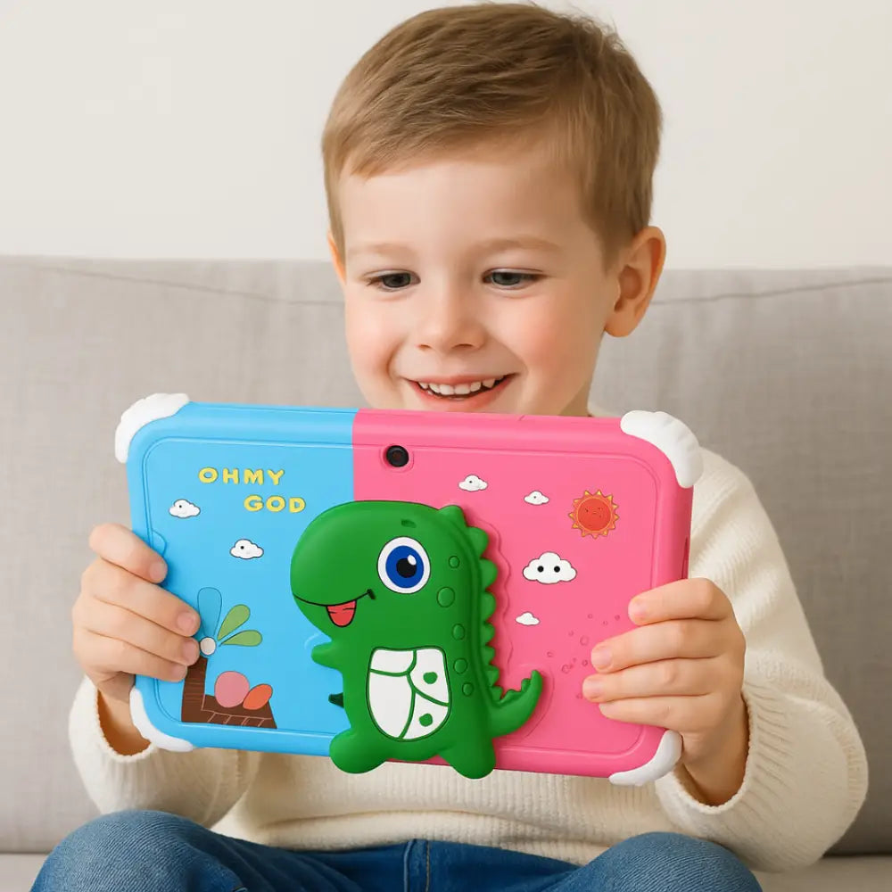 Tablet Bambini 7 Pollici – 256GB WiFi Ricarica Rapida Type-C Fotocamera 5MP Custodia Antiurto con Dino 3D – Tablet