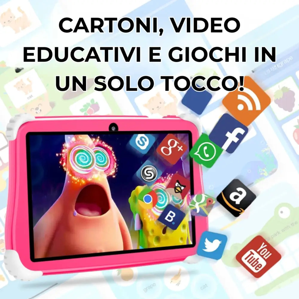 Tablet Bambini 7 Pollici – 256GB WiFi Ricarica Rapida Type-C Fotocamera 5MP Custodia Antiurto con Dino 3D – Tablet