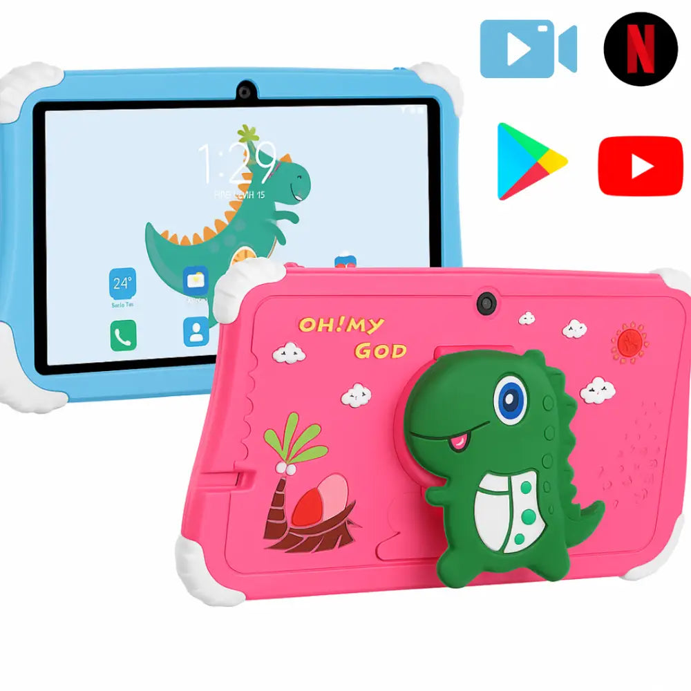 Tablet Bambini 7 Pollici – 256GB WiFi Ricarica Rapida Type-C Fotocamera 5MP Custodia Antiurto con Dino 3D – Tablet