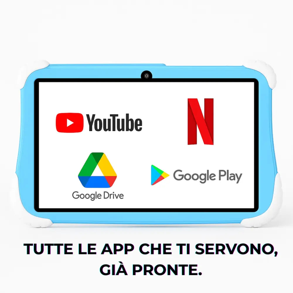 Tablet Bambini 7 Pollici – 256GB WiFi Ricarica Rapida Type-C Fotocamera 5MP Custodia Antiurto con Dino 3D – Tablet