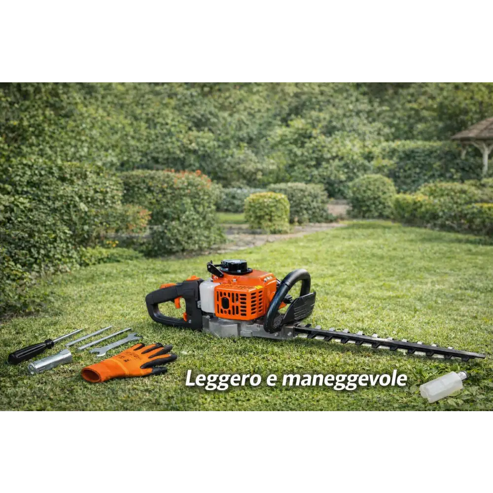 Tagliasiepi a Scoppio 23cc Professionale Lama 60 cm Manico Rotante Leggero e Potente - Tagliasiepi a Scoppio